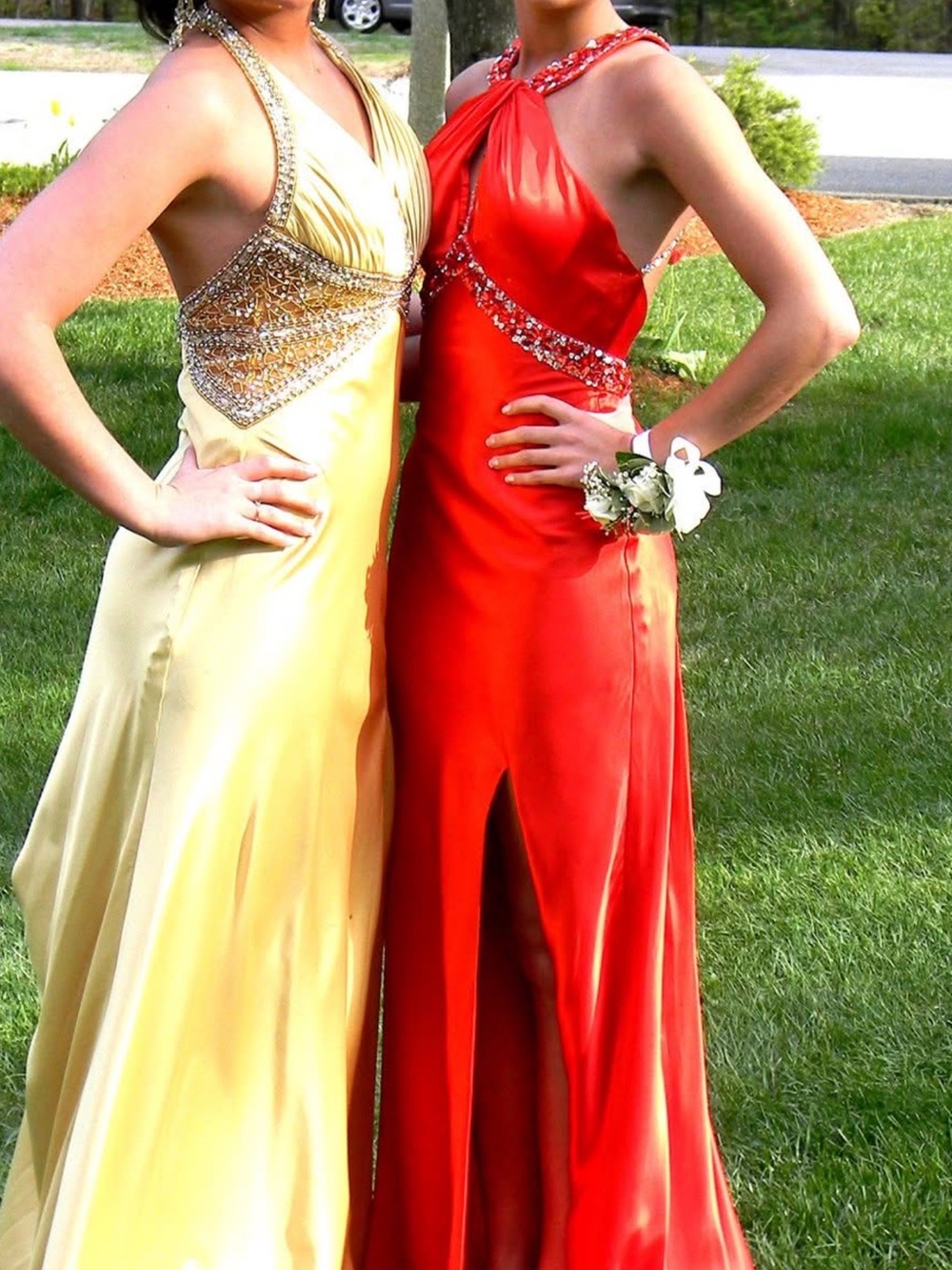Mari Lee by Madeline Gardner Red Beaded Halter Prom Dress/ Evening Gown formal